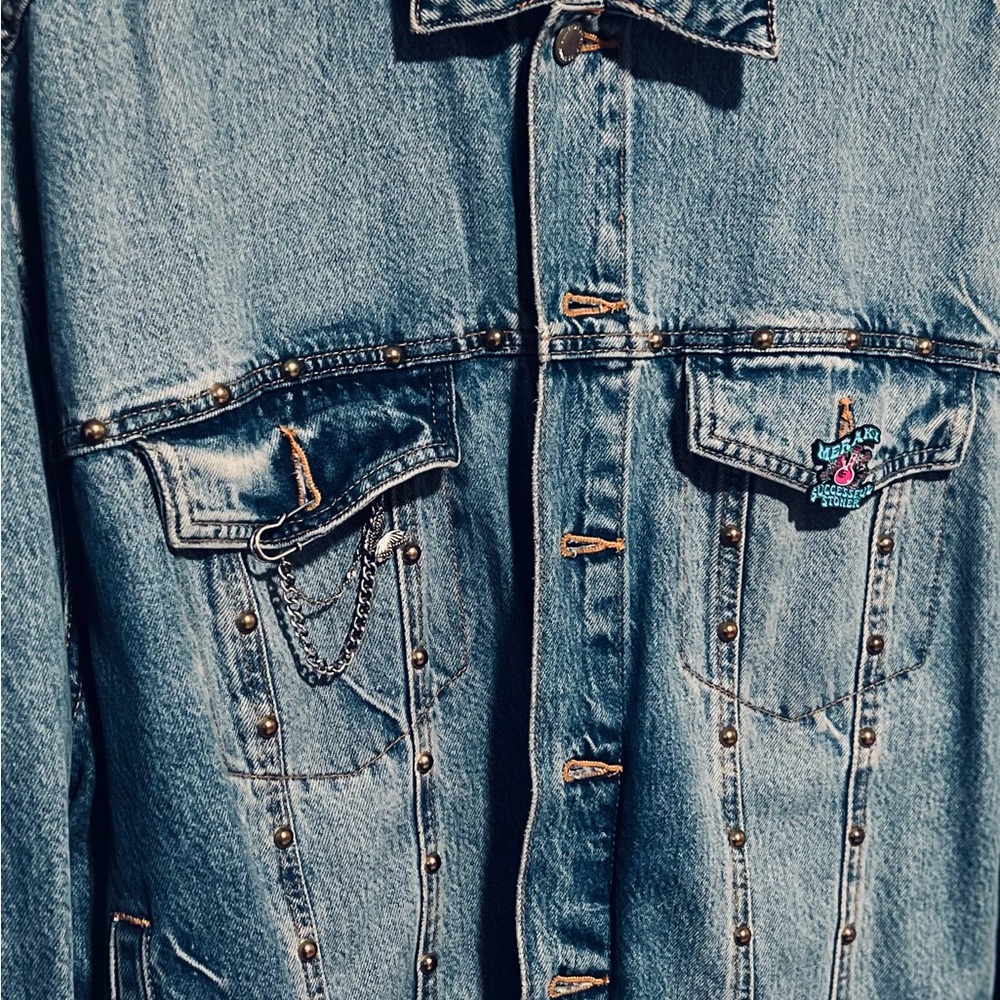 Universal Thread Men's Studded Blue Denim Jacket